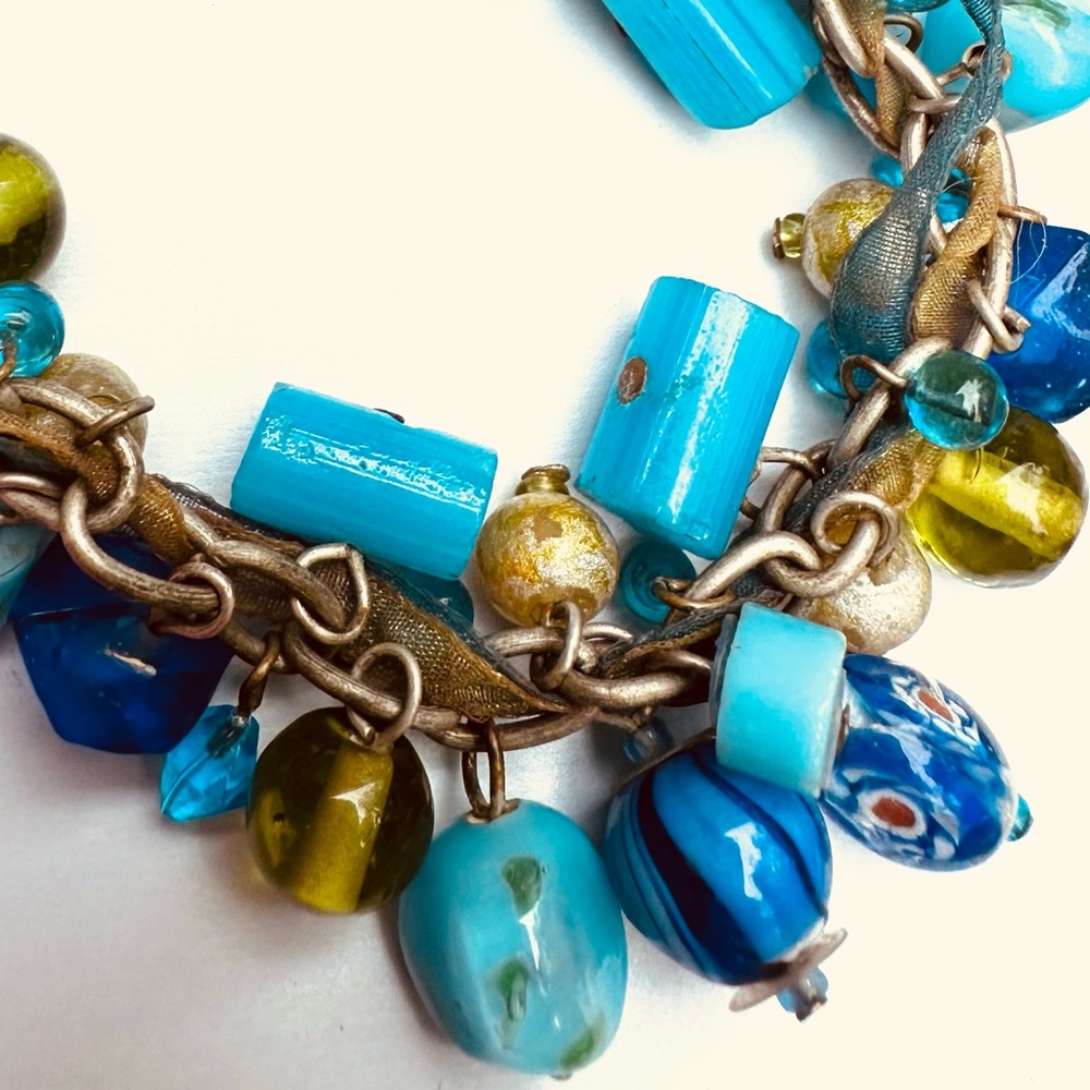 Italian &Venetian Glass, HandBlown, +Leather original necklace/Toggle.NonBinary